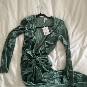 NWT & Other Stories Green Velvet Wrap Dress